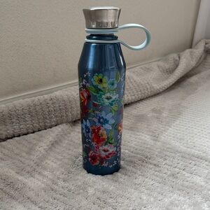 PIONEER Blue Floral Water Bottle with Silver Cap
